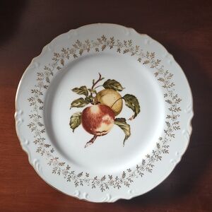 Elegant White Porcelain Dinner Plate with Fruit Design
